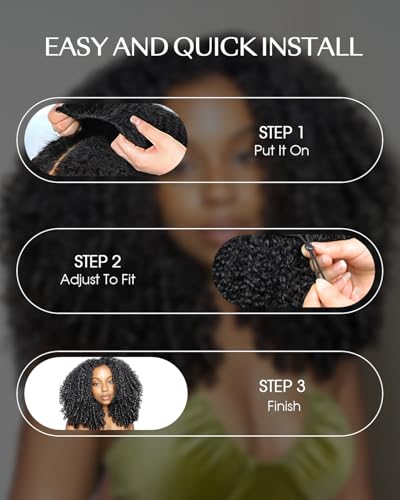 Trilumity Burmese Half Put On Curly Human Hair - Natural Black Hair Replacement Wig
