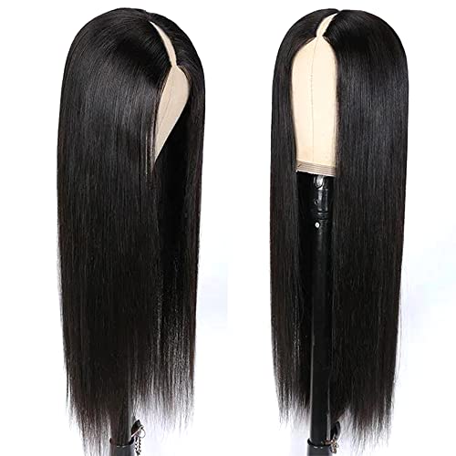 Trilumity V Part Straight Brazilian Straight Human Hair - Natural Color Hair Replacement Wig