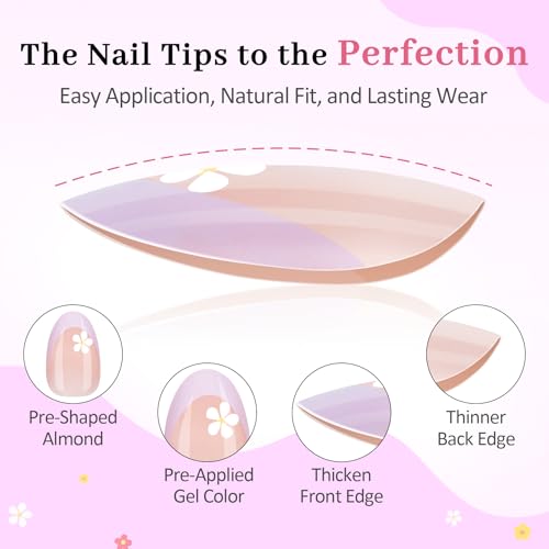 Trilumity 128 Pieces For Kids Short Almond Soft Gel - Nude Pink Press On Nails