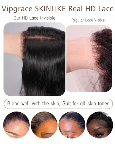 Trilumity Skinlike 5X5 Closure 0.1Mm Body Wave Human Hair - Natural Black Hair Replacement Wig