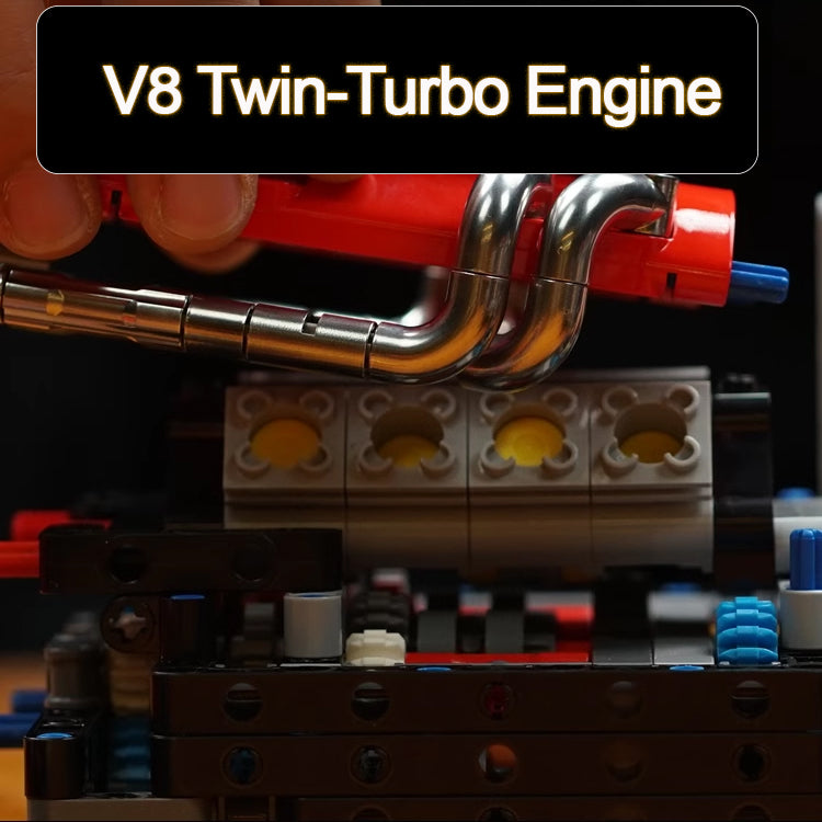 Trilumity Motorized Building Block Set: 1:8 Xx Track Hybrid Red Edition, The Ultimate Supercar, More Than 12 Features Restored(4100-Piece)