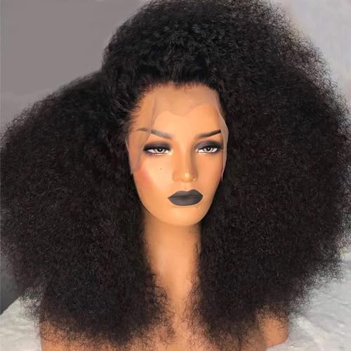 Trilumity Kinkycurly 13X4 180 Straight Human Hair - Natural Black Hair Replacement Wig