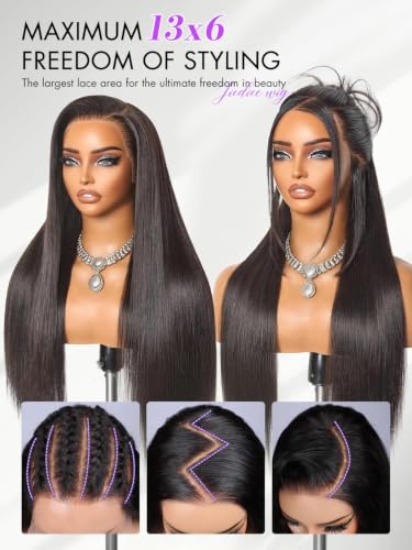 Trilumity 13X6 Straight For Women Straight Human Hair - Natural Black Hair Replacement Wig