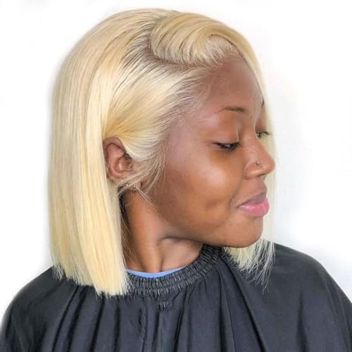 Trilumity Blonde Bob Straight 613 Straight Human Hair - 613 Blonde Hair Replacement Wig