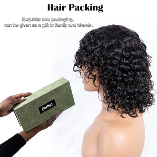Trilumity Onepart Short Water With Water Wave Human Hair - Natural Black Hair Replacement Wig