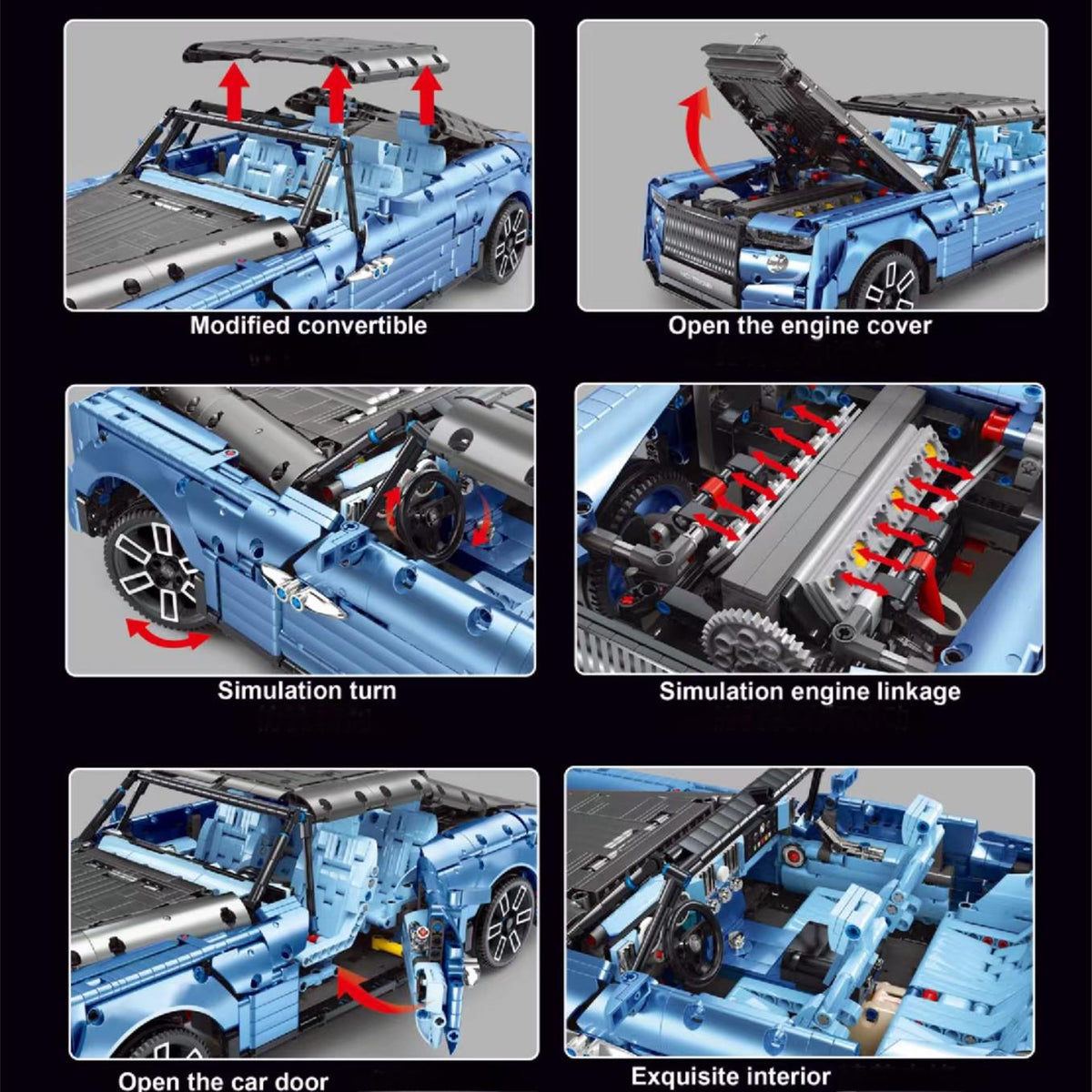 Trilumity Rolls-Royce Boat Tail with Rear Wine Cabinet, Removable Convertible Top Building Block Set, 1:8 Scale, Remote Control, 2,903-Piece