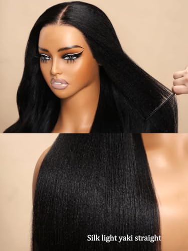 Trilumity Yaki Straight Human Hair - Natural Black Hair Replacement Wig