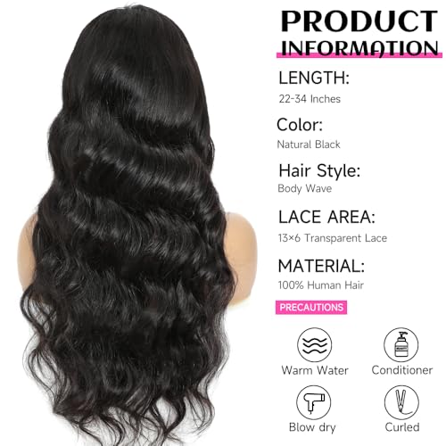 Trilumity 13X6 For Women 10A Body Wave Human Hair - Natural Black Hair Replacement Wig
