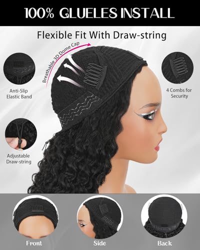 Trilumity Burmese Half Glueless Flip Straight Human Hair - Natural Black Hair Replacement Wig
