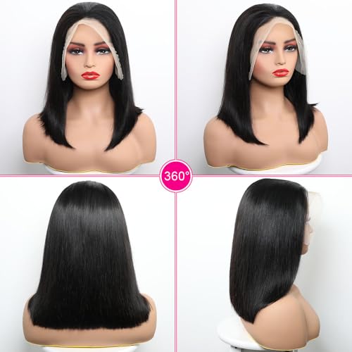 Trilumity Bob Full 13X6 Front Bob Human Hair - Natural Black Hair Replacement Wig