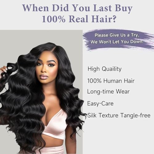 Trilumity 13X6 Hd Transparent Al Body Wave 100% Human Hair - Natural Color Hair Replacement Wig
