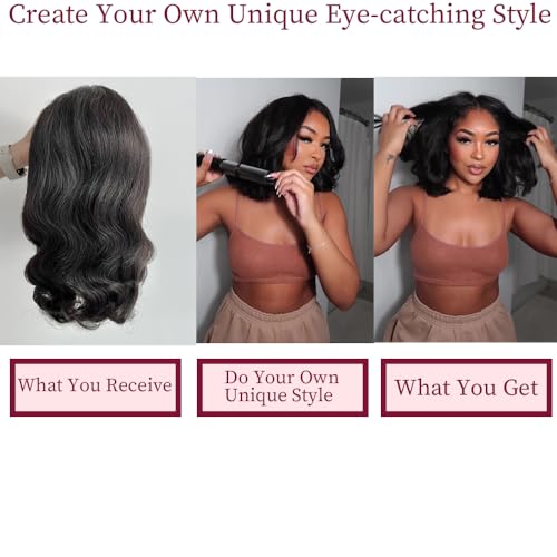 Trilumity Bob 13X4 Lace Hd Body Wave 100% Human Hair - Natural Black Hair Replacement Wig