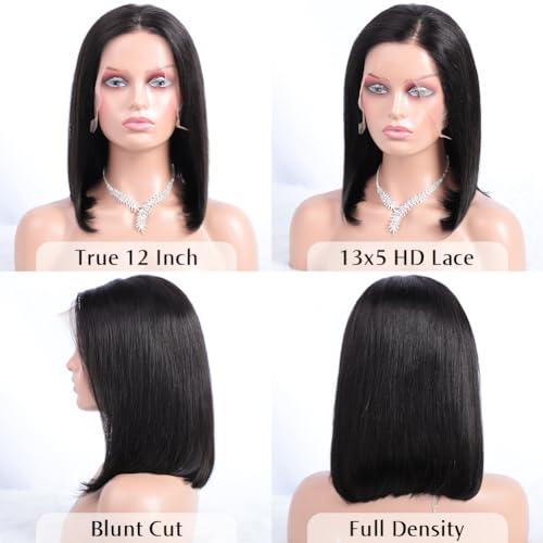 Trilumity Straight Bob 13X4 Straight Human Hair - Natural Black Hair Replacement Wig