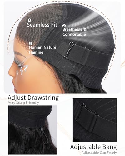 Trilumity Skinlike 5X5 Closure 0.1Mm Body Wave Human Hair - Natural Black Hair Replacement Wig