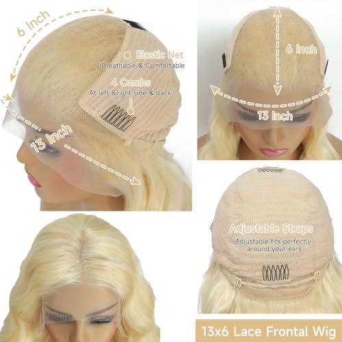 Trilumity 613 13X6 Blonde Hd Body Wave Human Hair - Natural Black Hair Replacement Wig