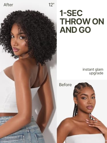 Trilumity Short For Women Curly Human Hair - Natural Black Hair Replacement Wig