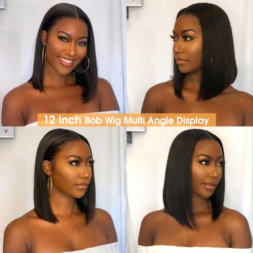 Trilumity Straight Bob 13X4 Straight Human Hair - Natural Black Hair Replacement Wig
