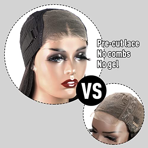 Trilumity Real Wear And Go Straight 100% Human Hair - Natural Black Hair Replacement Wig