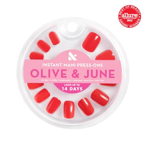 Trilumity Instant Short Squoval Soft Gel - Red Press On Nails
