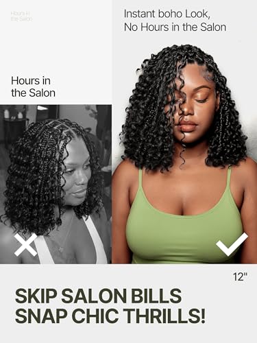 Trilumity Cruly Boho Braided Straight Human Hair - Natural Black Hair Replacement Wig