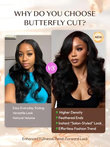 Trilumity Butterfly Cut 7X5 Glueless Body Wave Human Hair - Natural Black Hair Replacement Wig