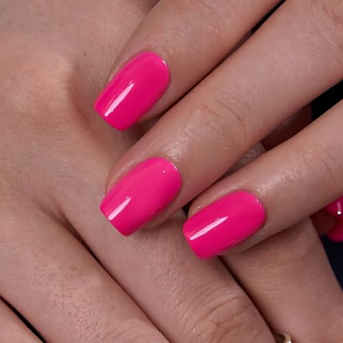 Trilumity With Apricot Design Full Short Square Soft Gel - Pink Press On Nails