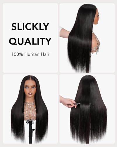 Trilumity 13X6 Straight Glueless Straight 100% Human Hair - Natural Black Hair Replacement Wig