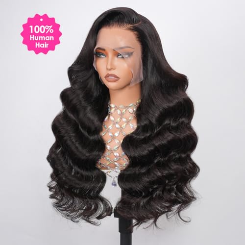 Trilumity 13X6 Hd Transparent Body Wave Human Hair - Natural Black Hair Replacement Wig