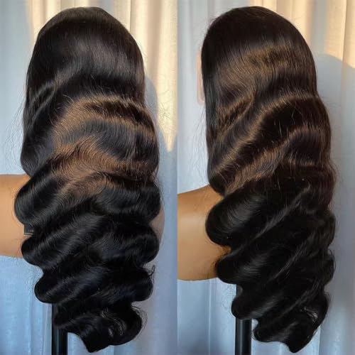 Trilumity 200 Density 13X6 Glueless Body Wave Human Hair - Natural Black Hair Replacement Wig