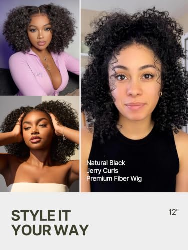 Trilumity Short For Women Curly Human Hair - Natural Black Hair Replacement Wig