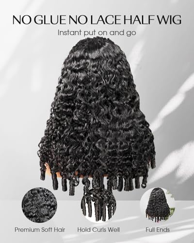Trilumity Burmese Half Put On Curly Human Hair - Natural Black Hair Replacement Wig