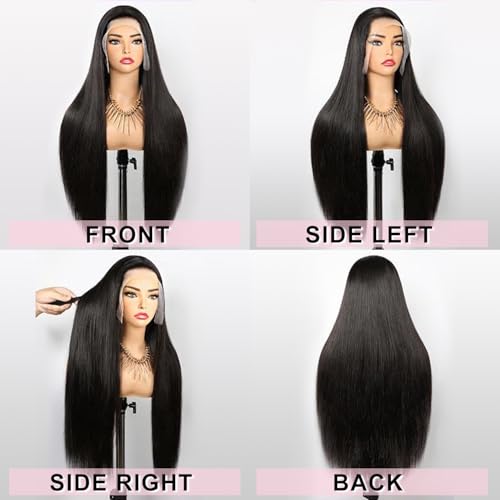 Trilumity Straight 13X6 Pre Cut Straight Human Hair - Natural Black Hair Replacement Wig
