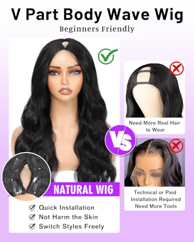 Trilumity V Part Upgrade U Body Wave Brazilian Virgin Hair - Natural Black Hair Replacement Wig