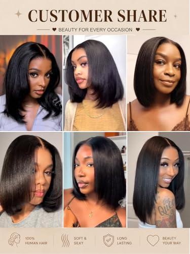 Trilumity 7X5 Lace Part Bob Straight Human Hair - Natural Black Hair Replacement Wig