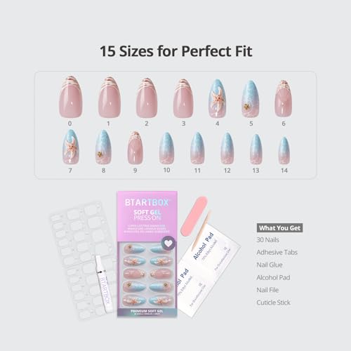 Trilumity Tide Play 3D Starfish Medium Almond Soft Gel - Nude Pink Press On Nails