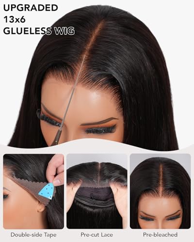 Trilumity 13X6 Straight Glueless Straight 100% Human Hair - Natural Black Hair Replacement Wig