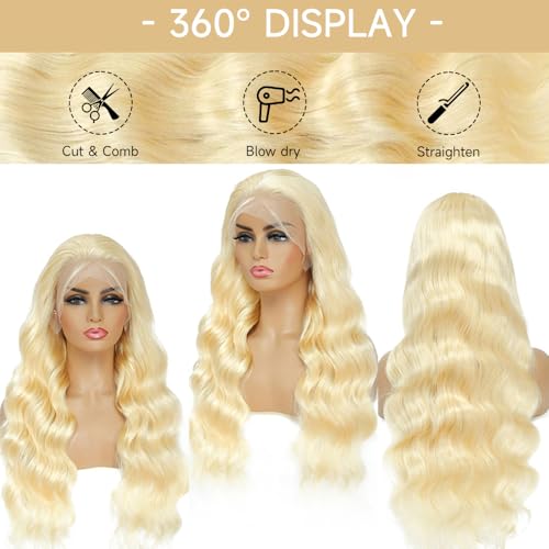 Trilumity 613 13X6 Blonde Hd Body Wave Human Hair - Natural Black Hair Replacement Wig