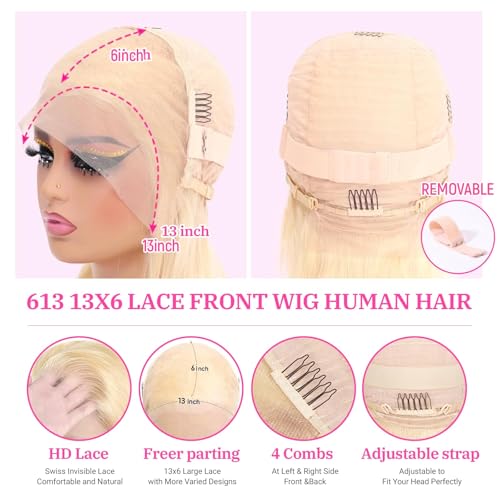 Trilumity 613 13X6 Straight 180 Straight Human Hair - Honey Blonde Hair Replacement Wig