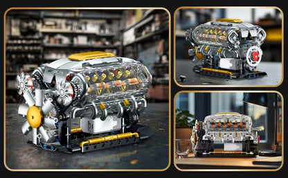 Trilumity Building Block Set: Motorised V8 Engine (692-Piece)
