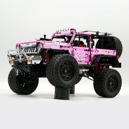 Trilumity Jeep Wrangler Off-Road Electroplating Pink Limited Edition Building Block Set, 1:6 Scale, Remote Control, 2,121-Piece