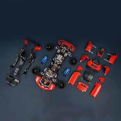 Trilumity Motorized Building Block Set: 1:8 Xx Track Hybrid Red Edition, The Ultimate Supercar, More Than 12 Features Restored(4100-Piece)