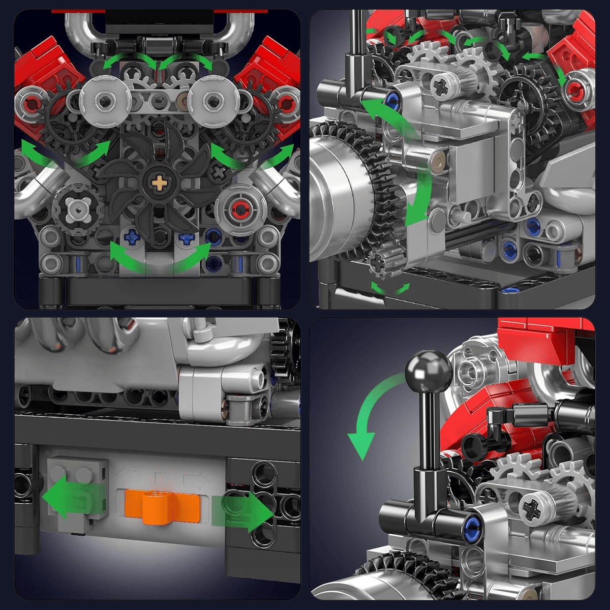 Trilumity Building Block Set: Motorised Italian V8 Engine (750-Piece)