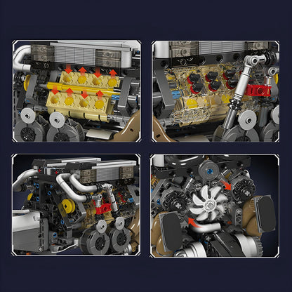 Trilumity Motorized Building Block Set: Bgt Supercar W16 Engine (957-Piece)