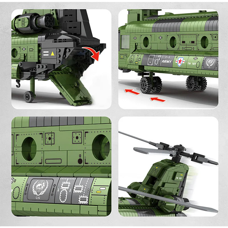 Trilumity Transport Helicopter Building Block Set, 1,632-Piece