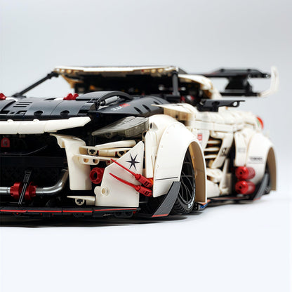 Trilumity Motorized Building Block Set: 1:8 Nissan GT-R R35 Widebody Edition | White Beast | 3939+-Piece