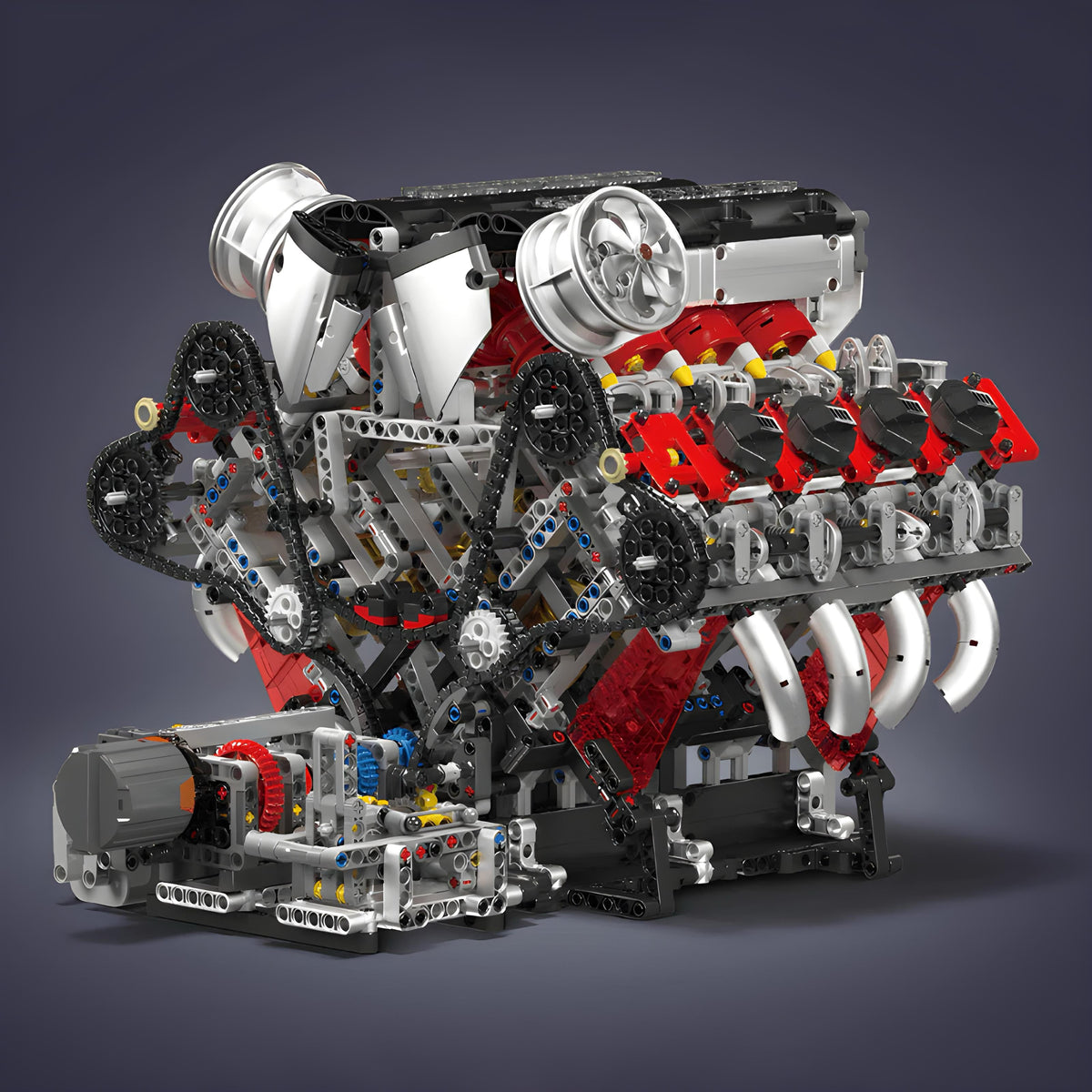 Trilumity Motorized Building Block Set: The Ultimate F488 V8 Engine (2717-Piece)