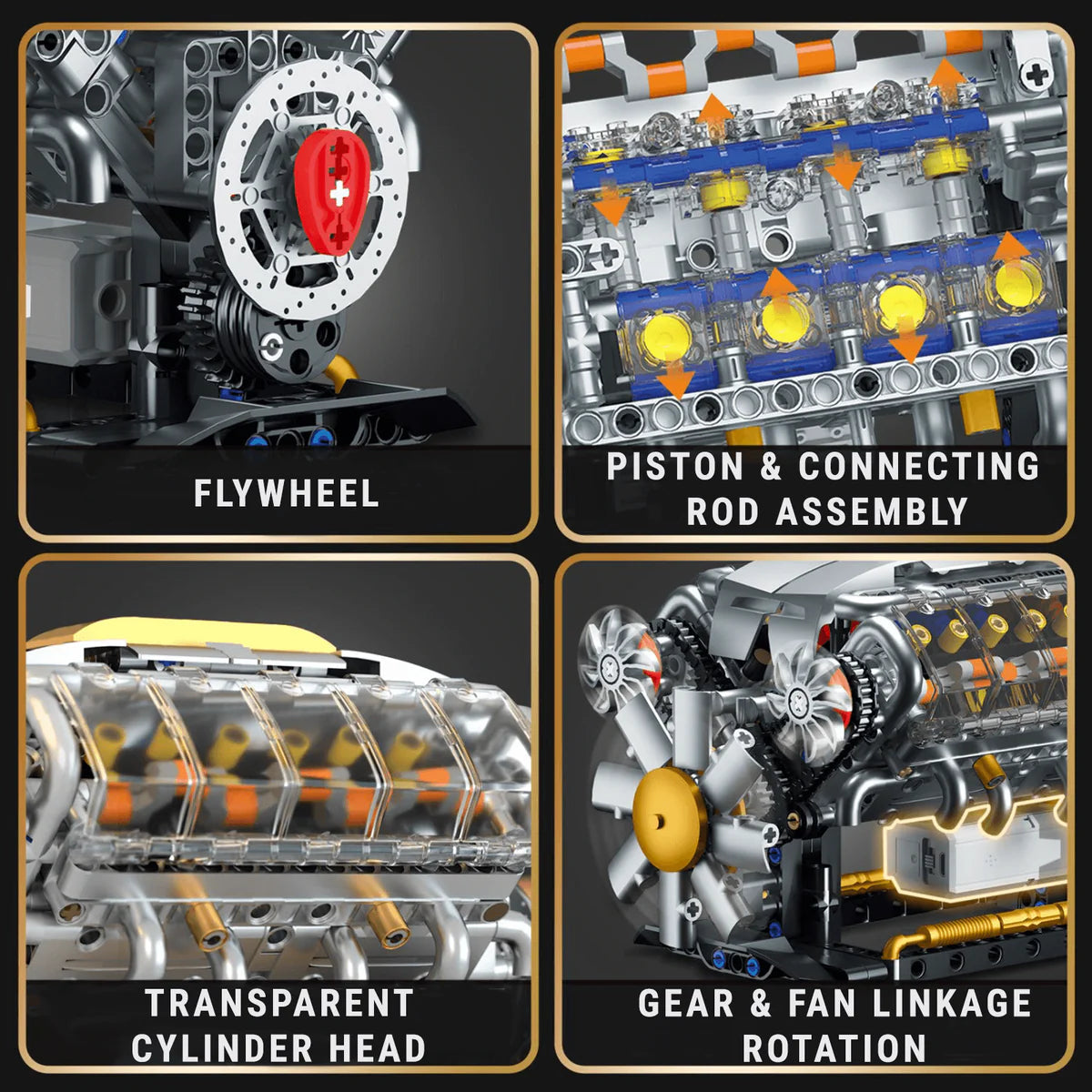 Trilumity Building Block Set: Motorised V8 Engine (692-Piece)