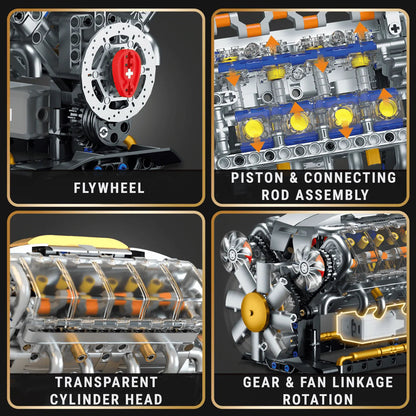 Trilumity Building Block Set: Motorised V8 Engine (692-Piece)