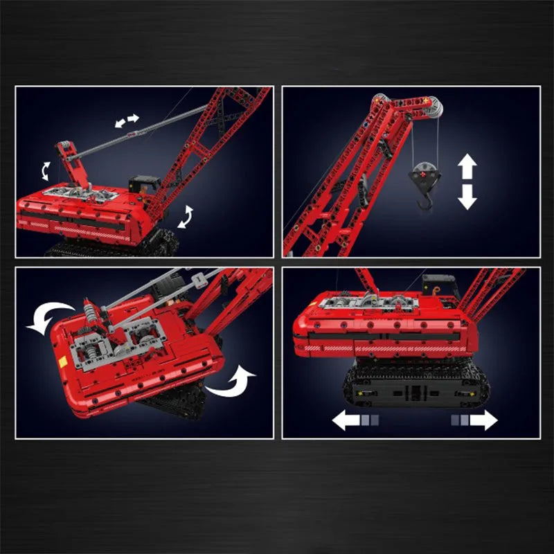 Mould King MOC Building Block Set: Motorized Red Crawler Crane, Model 15070