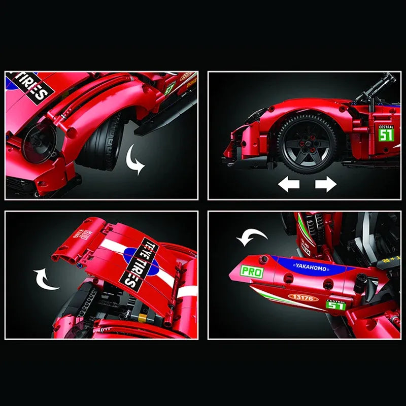Mould King MOC Building Block Set: Motorized Porsche 911 Super Car, Model 13176